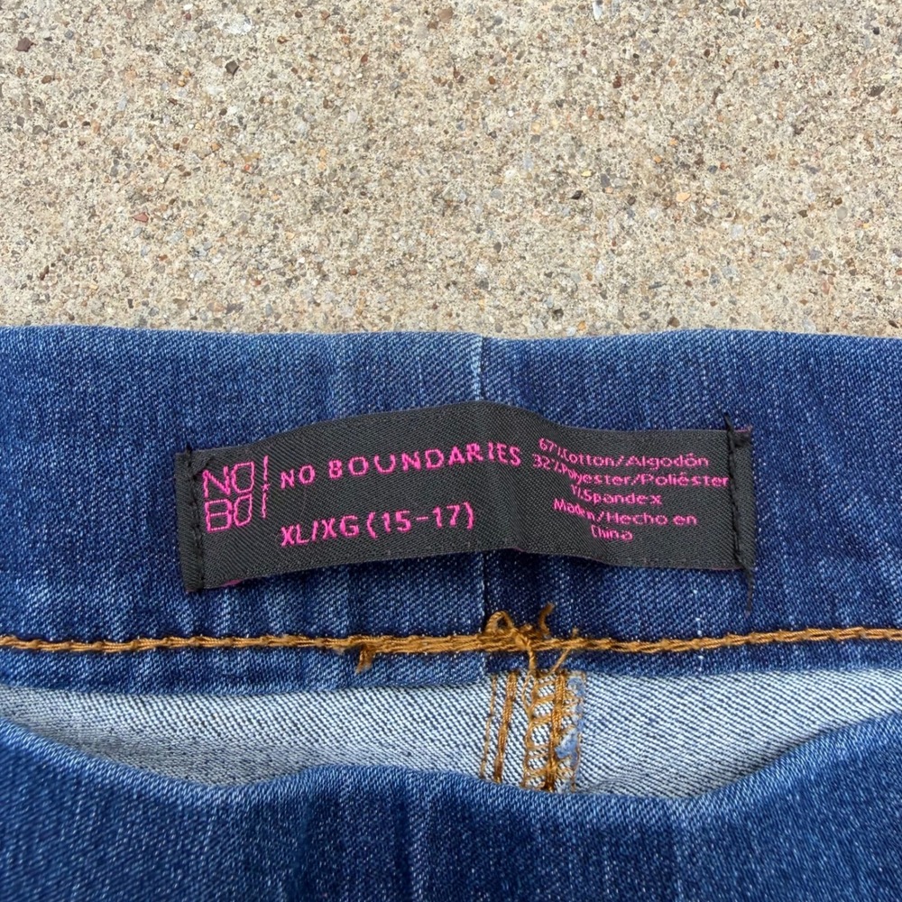 No Boundaries Jeggings Women XL Blue Dark Wash Pull On Stretch Casual Jeans - Picture 4 of 14